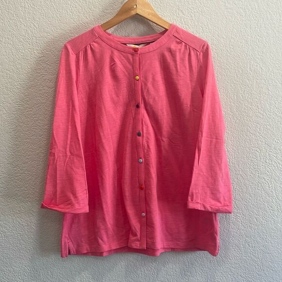 NEW Boden Pink 3/4 Sleeve Length Multicolor Button Up Cardigan Size 12 - Picture 1 of 8